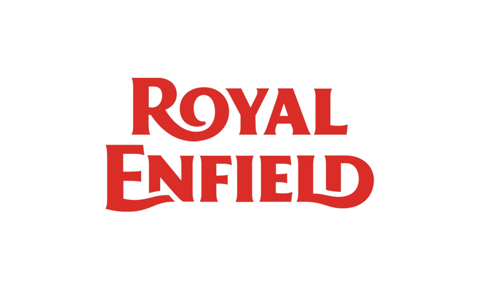 Royal Enfield logo in red stylized lettering on a white background